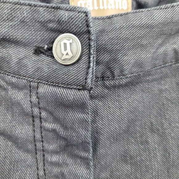Galliano Black Waxed Moto Jeans 32 Ankle Zip Pockets Military Trenchcore Italy - Picture 6 of 15
